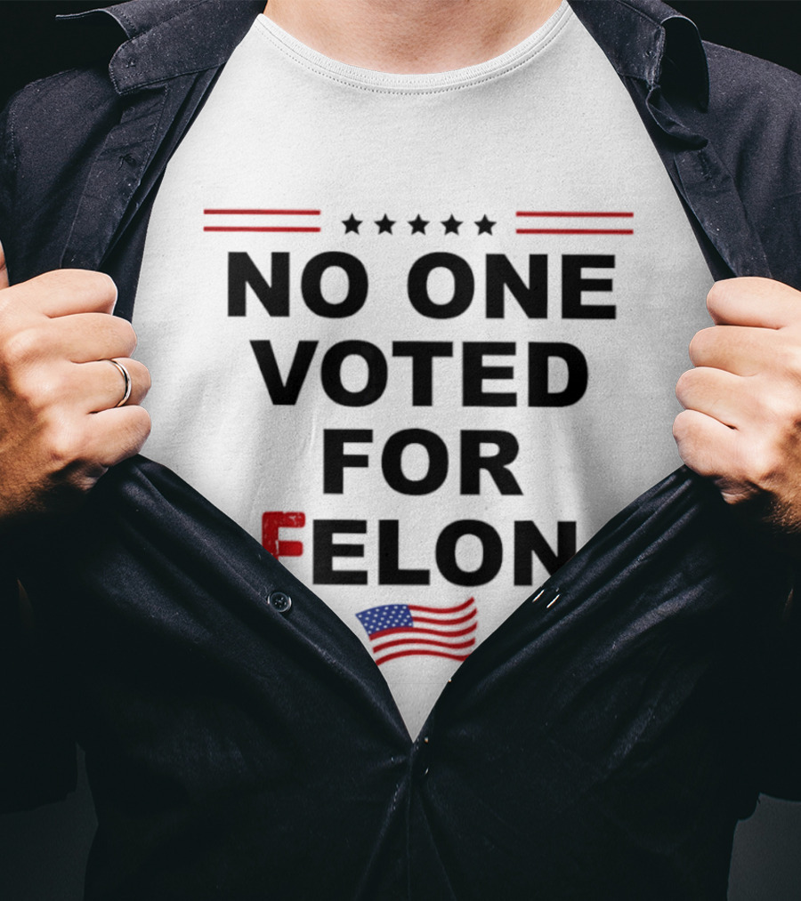 No One Voted For Felon American Flag Political Message T-Shirt