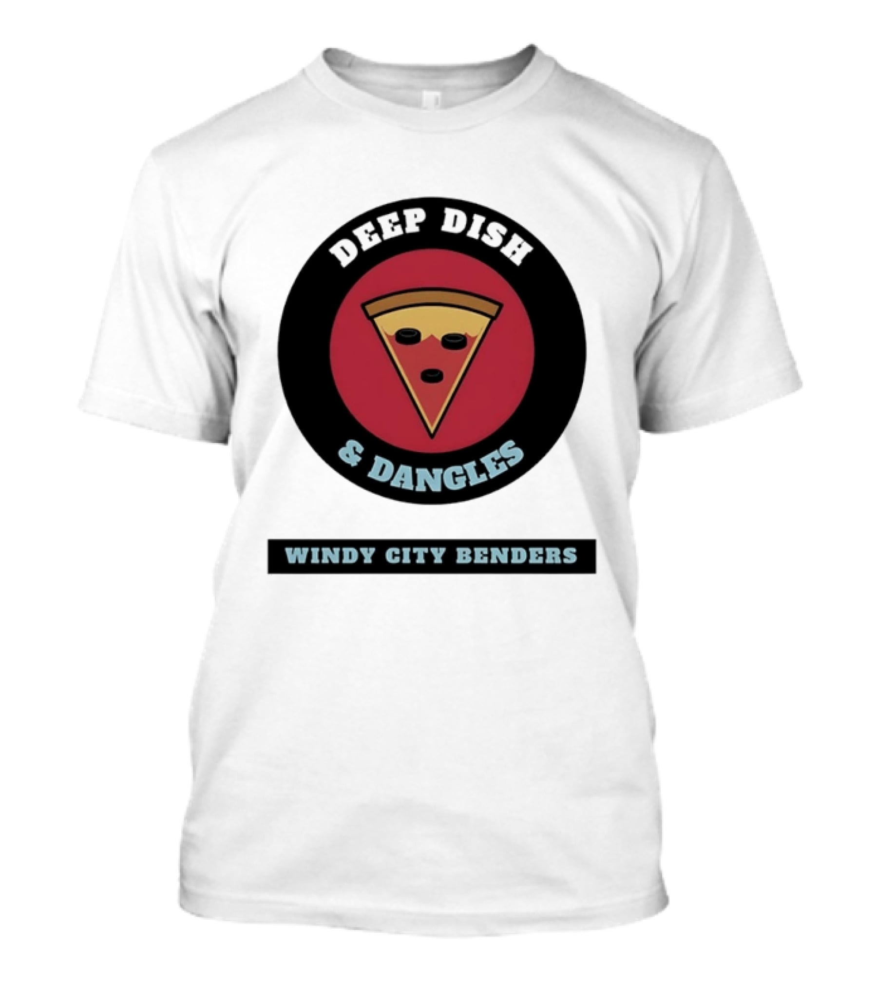 Deep Dish & Dangles Windy City Benders Hockey Pizza Slice T-Shirt