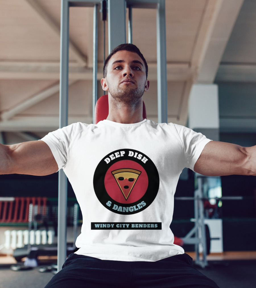 Deep Dish & Dangles Windy City Benders Hockey Pizza Slice T-Shirt