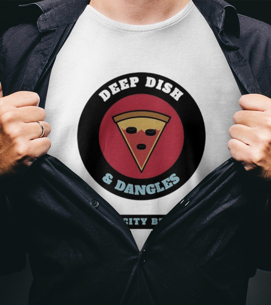 Deep Dish & Dangles Windy City Benders Hockey Pizza Slice T-Shirt