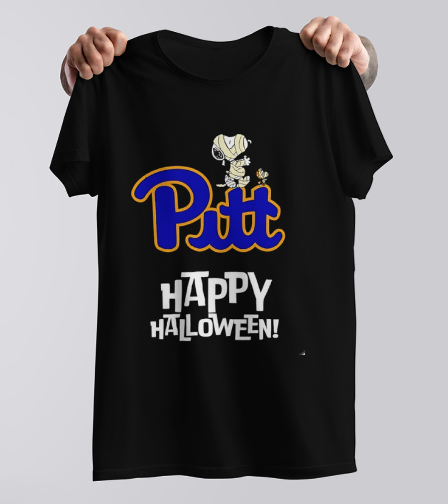 Pitt Panthers Snoopy Woodstock Mummy Happy Halloween T-Shirt