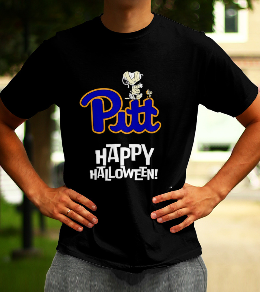 Pitt Panthers Snoopy Woodstock Mummy Happy Halloween T-Shirt