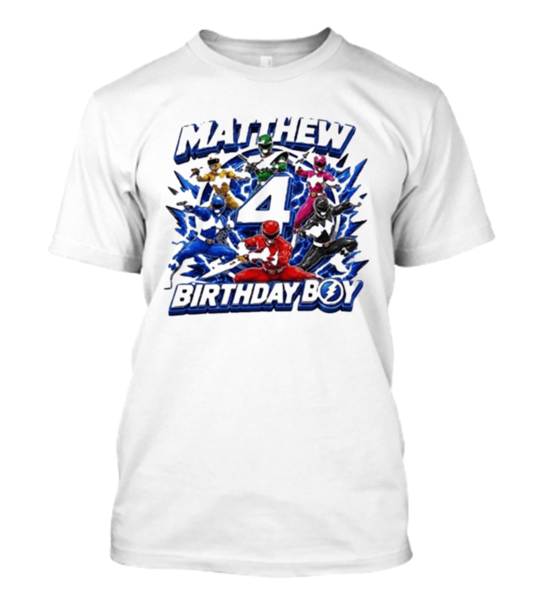 Mighty Morphin Power Rangers 4th Birthday Boy Matthew T-Shirt