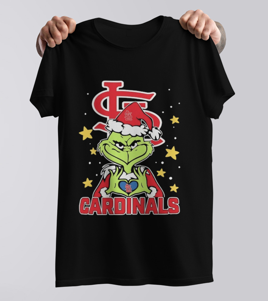 St Louis Cardinals Grinch Heart Hands Christmas 2026 T-Shirt
