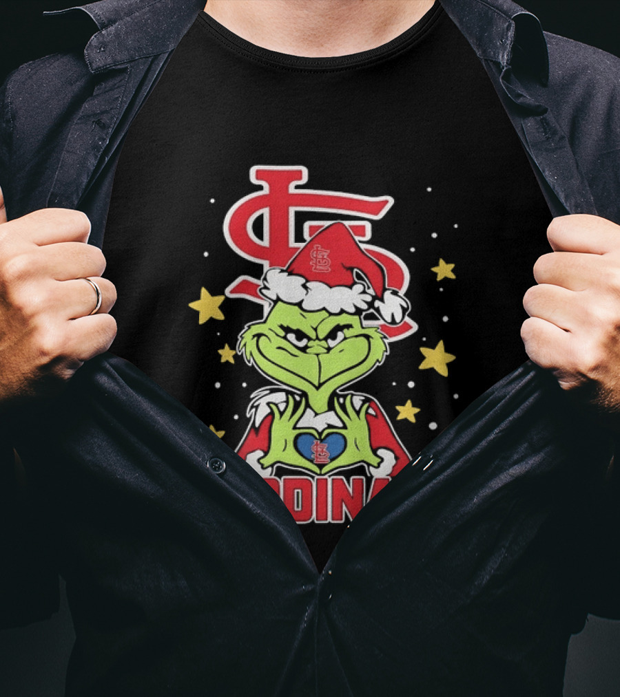 St Louis Cardinals Grinch Heart Hands Christmas 2026 T-Shirt