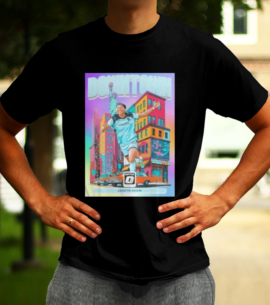 Downtown Jaedyn Shaw Optic Donruss Card Gotham FC Cityscape T-Shirt