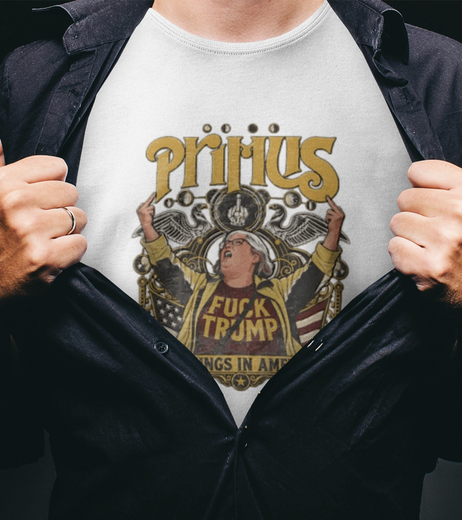 Primus No Kings In America Middle Finger Aunt Sue T-Shirt