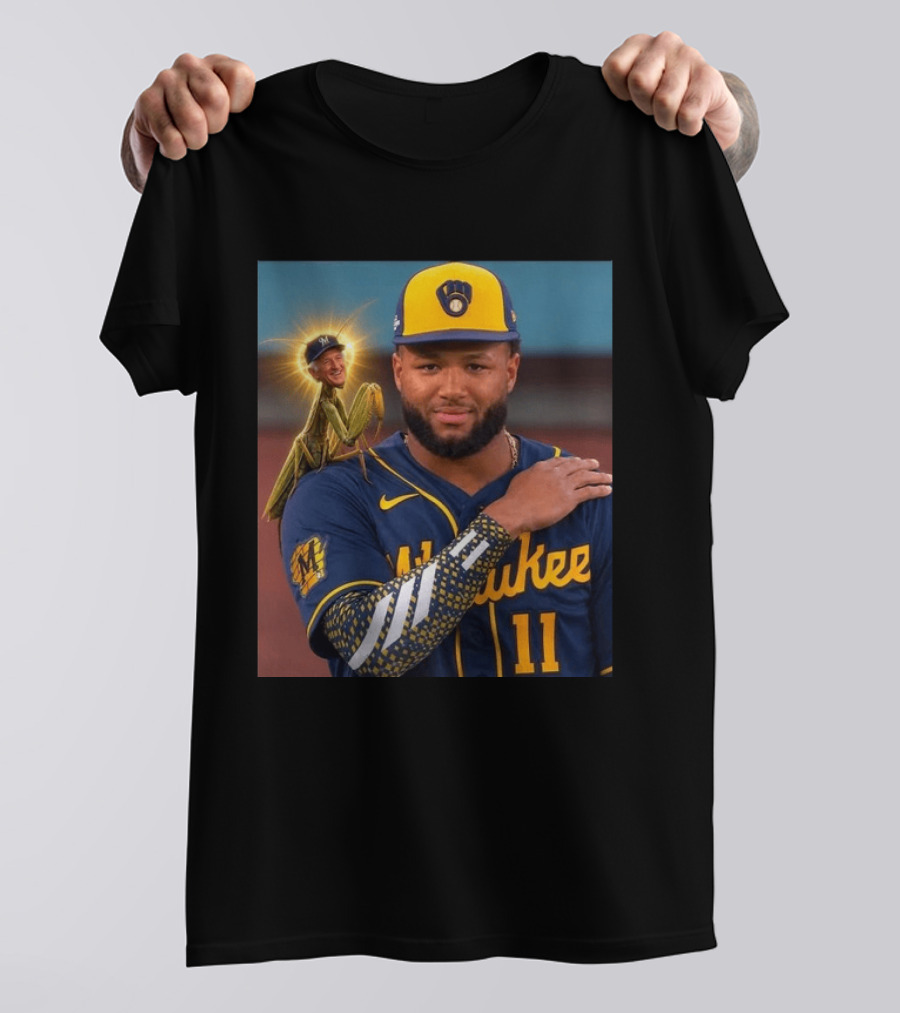 Milwaukee Brewers Uecker Praying Mantis Good Luck Charm T-Shirt