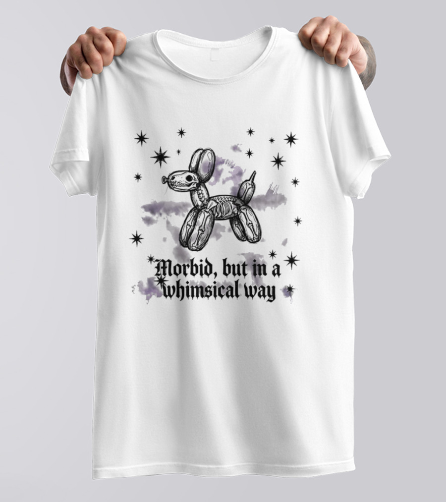 Skeleton Balloon Dog Morbid Whimsical Way T-Shirt