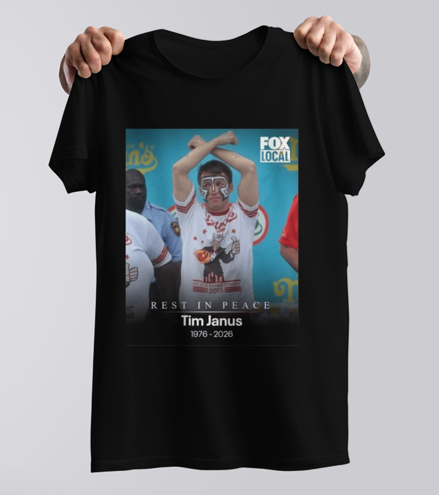 Rest In Peace Tim Janus Fox Local Hot Dog Eating Contest 2015 T-Shirt