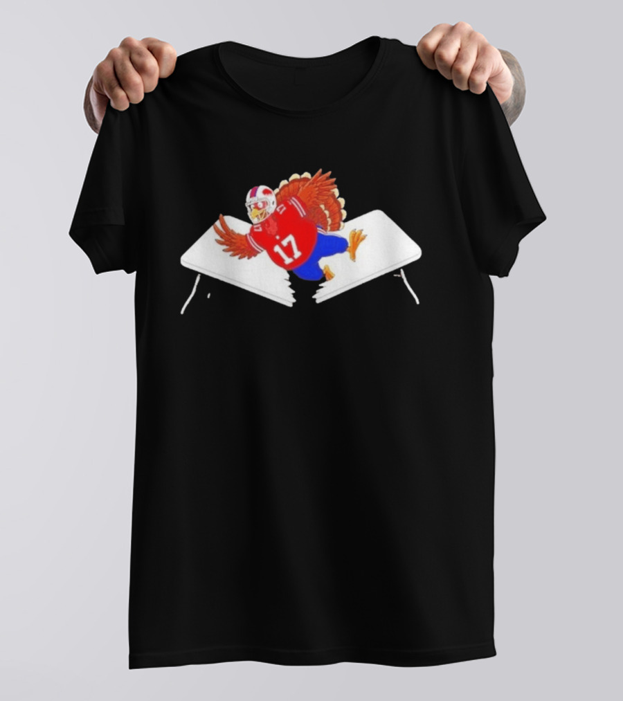 Buffalo Turkey Josh Allen 17 Thanksgiving 2026 Football Table Dive T-Shirt