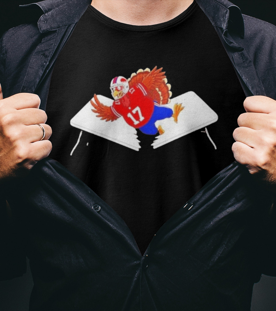 Buffalo Turkey Josh Allen 17 Thanksgiving 2026 Football Table Dive T-Shirt