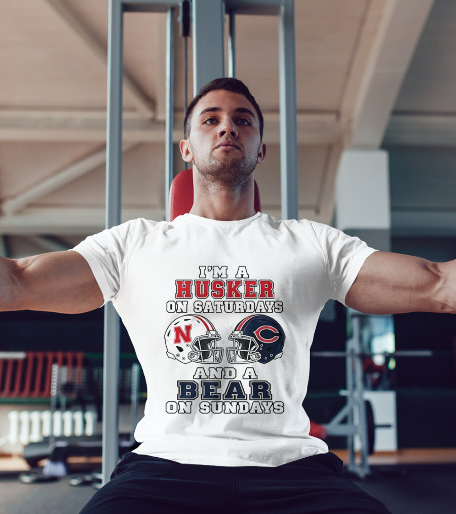 I'm A Husker On Saturdays And A Bear On Sundays Nebraska Chicago Helmet 2026 T-Shirt