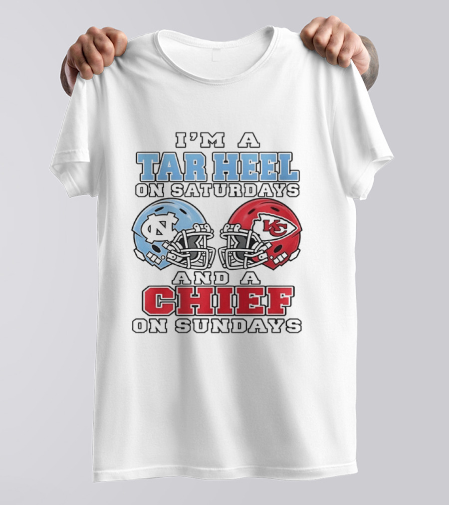 I'm A Tar Heel On Saturdays And A Chief On Sundays Football Helmets T-Shirt