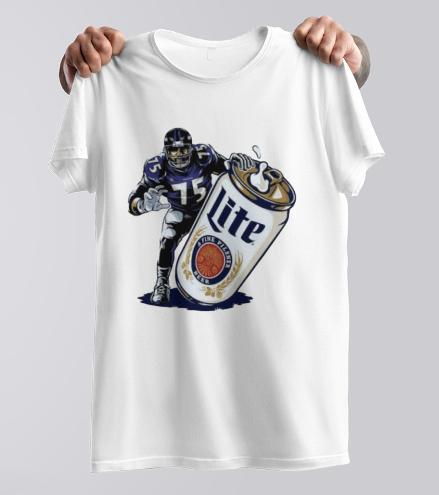 Jonathan Ogden Baltimore Ravens 75 Lite A Fine Pilsner Beer T-Shirt