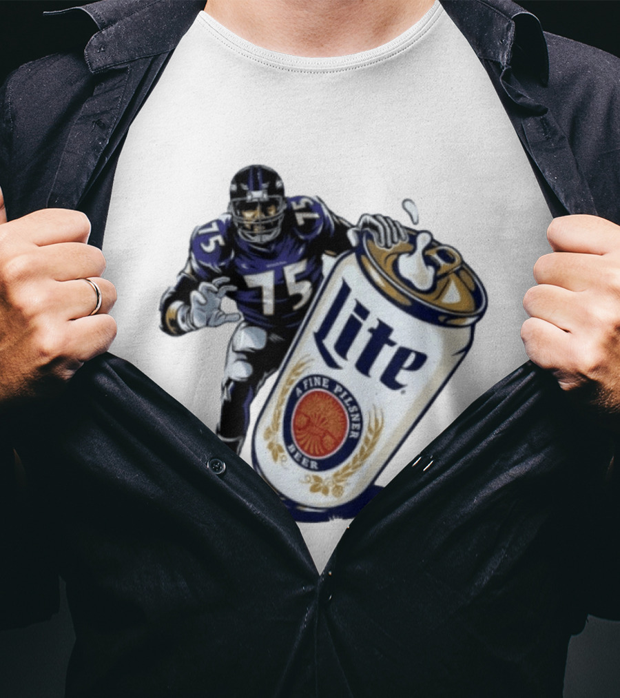 Jonathan Ogden Baltimore Ravens 75 Lite A Fine Pilsner Beer T-Shirt