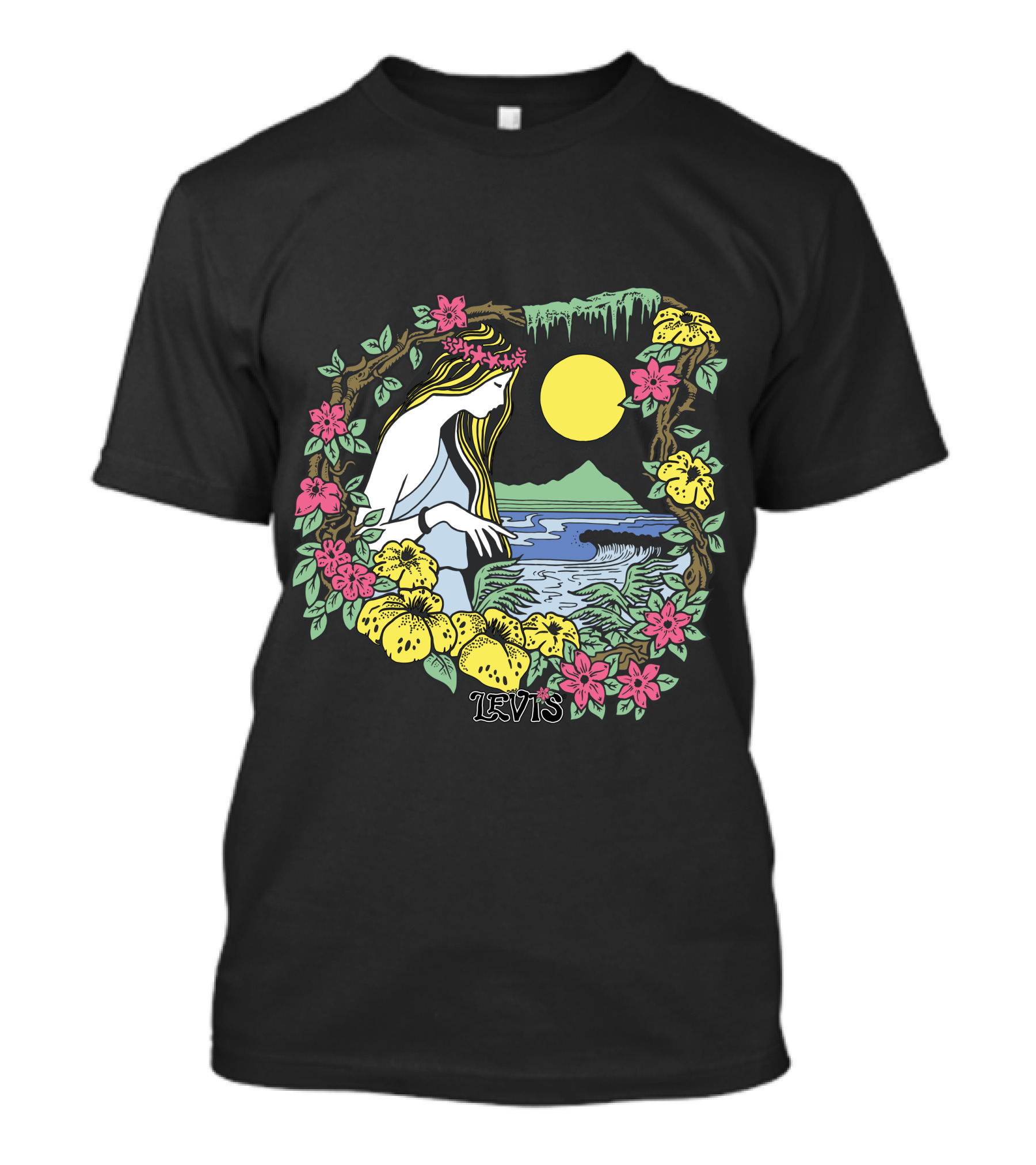 Levis Nature Goddess Tropical Paradise Scene T-Shirt
