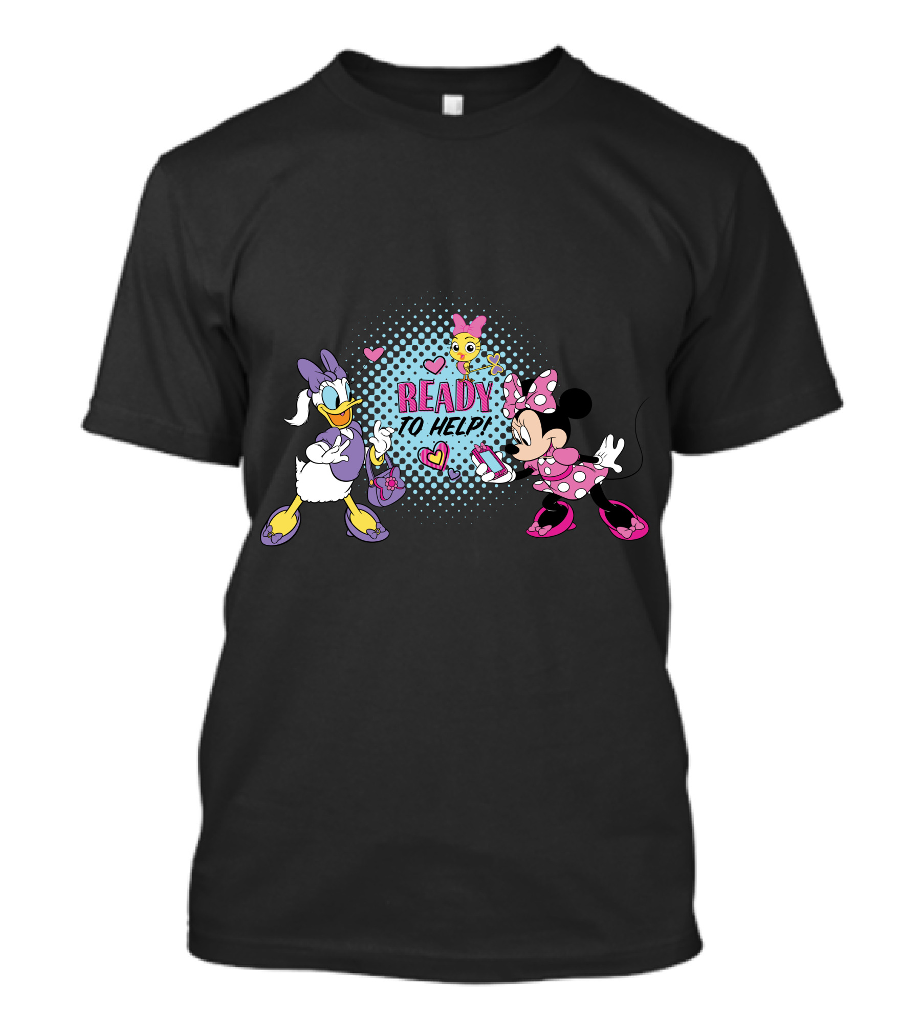 READY TO HELP Minnie And Daisy Duck Hearts And Phone T-Shirt