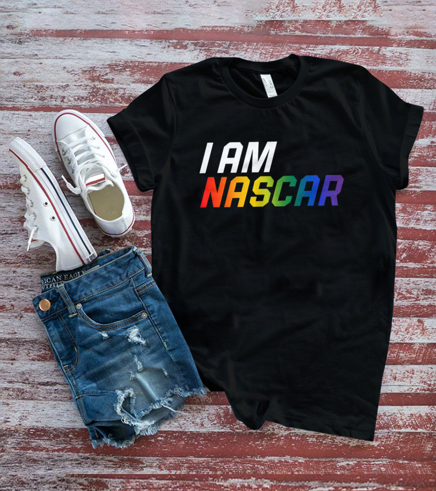 I Am Nascar Mr Rouse16 Rainbow Style Racing Pride T-Shirt