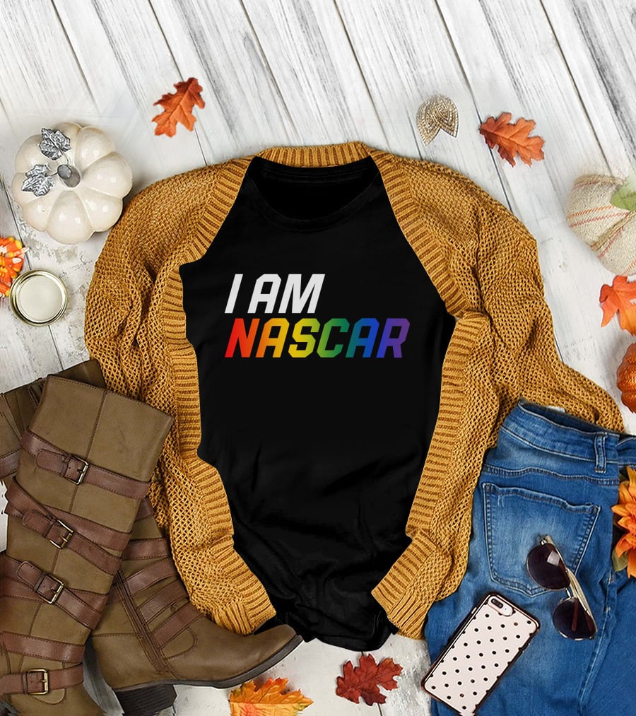 I Am Nascar Mr Rouse16 Rainbow Style Racing Pride T-Shirt