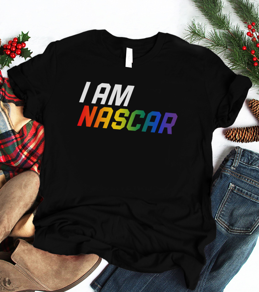 I Am Nascar Mr Rouse16 Rainbow Style Racing Pride T-Shirt