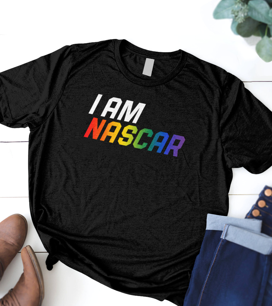 I Am Nascar Mr Rouse16 Rainbow Style Racing Pride T-Shirt