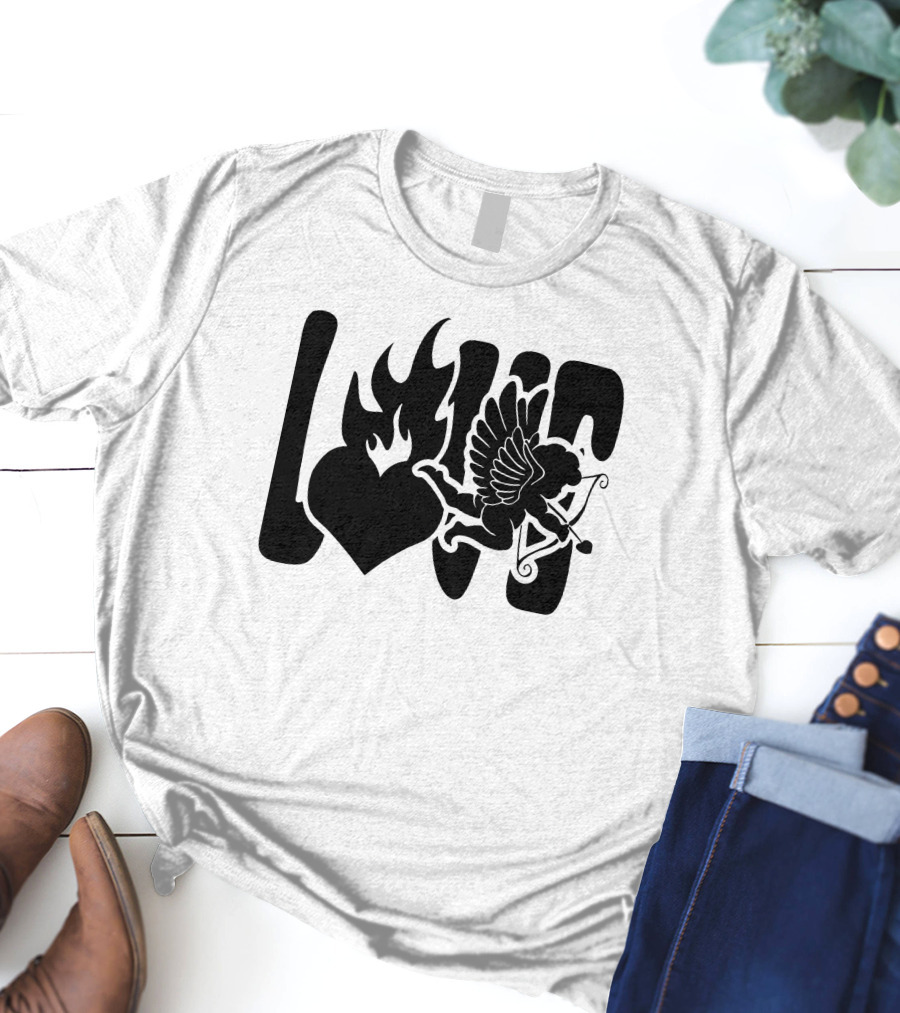 Benny Soliven Love Black Cupid Heart Flame T-Shirt