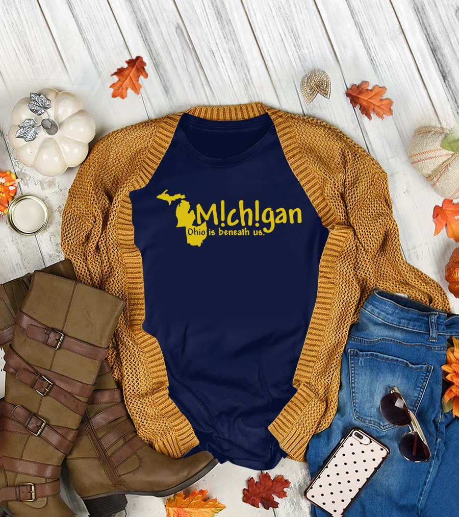 Mchgan Ohio Is Beneath Us Map Go Blue Lexi 117 T-Shirt