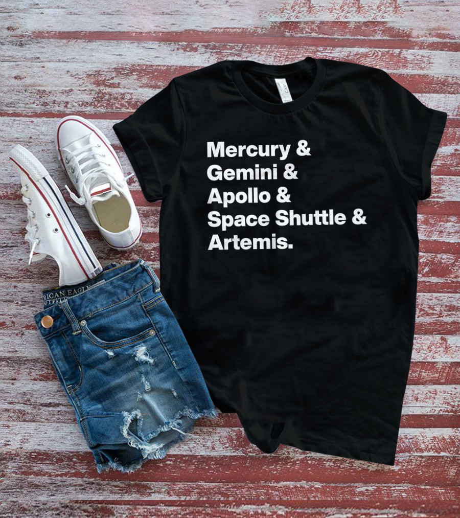 Mercury Gemini Apollo Space Shuttle Artemis Program Missions T-Shirt