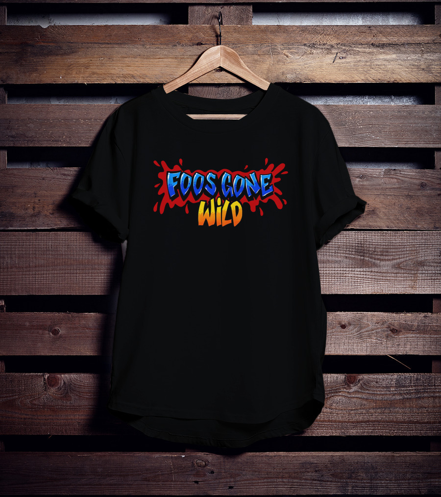 The Hyv Shop Foos Gone Wild Blue And Orange Text Splash T-Shirt
