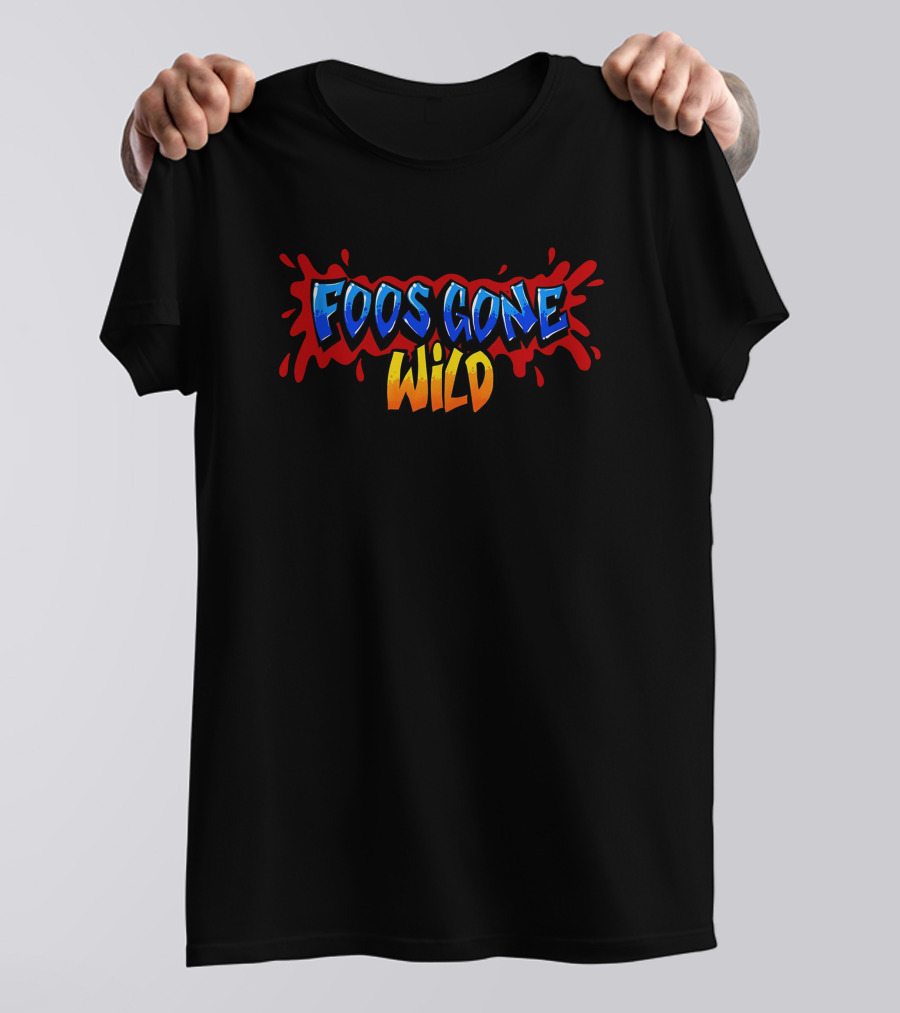 The Hyv Shop Foos Gone Wild Blue And Orange Text Splash T-Shirt