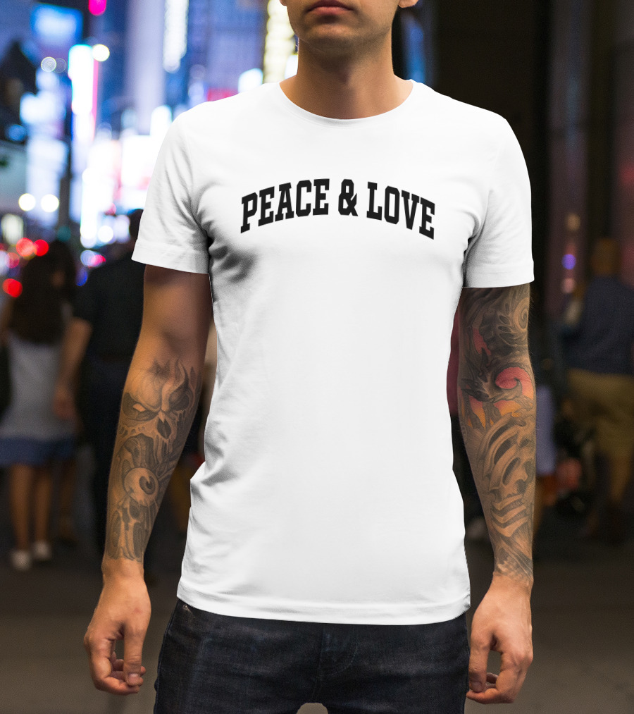 PEACE And LOVE Bold Arched Text T-Shirt