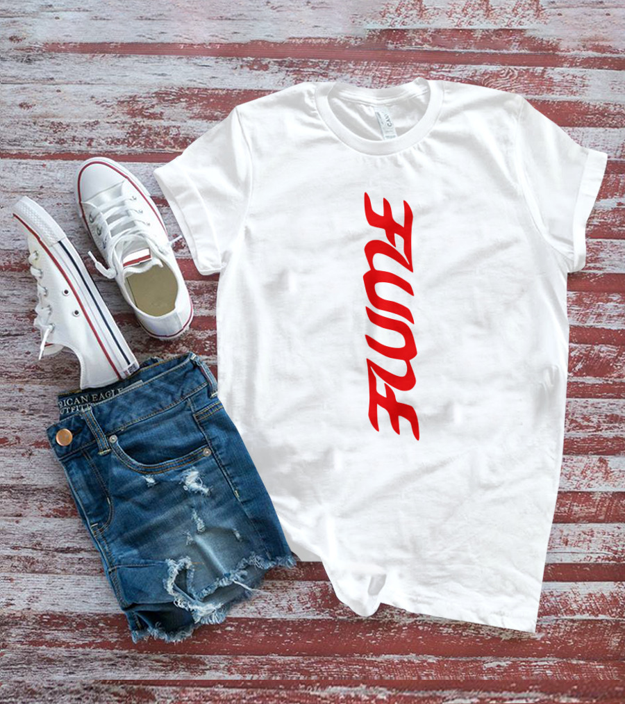 Flume Red Vertical Text Logo Merch T-Shirt