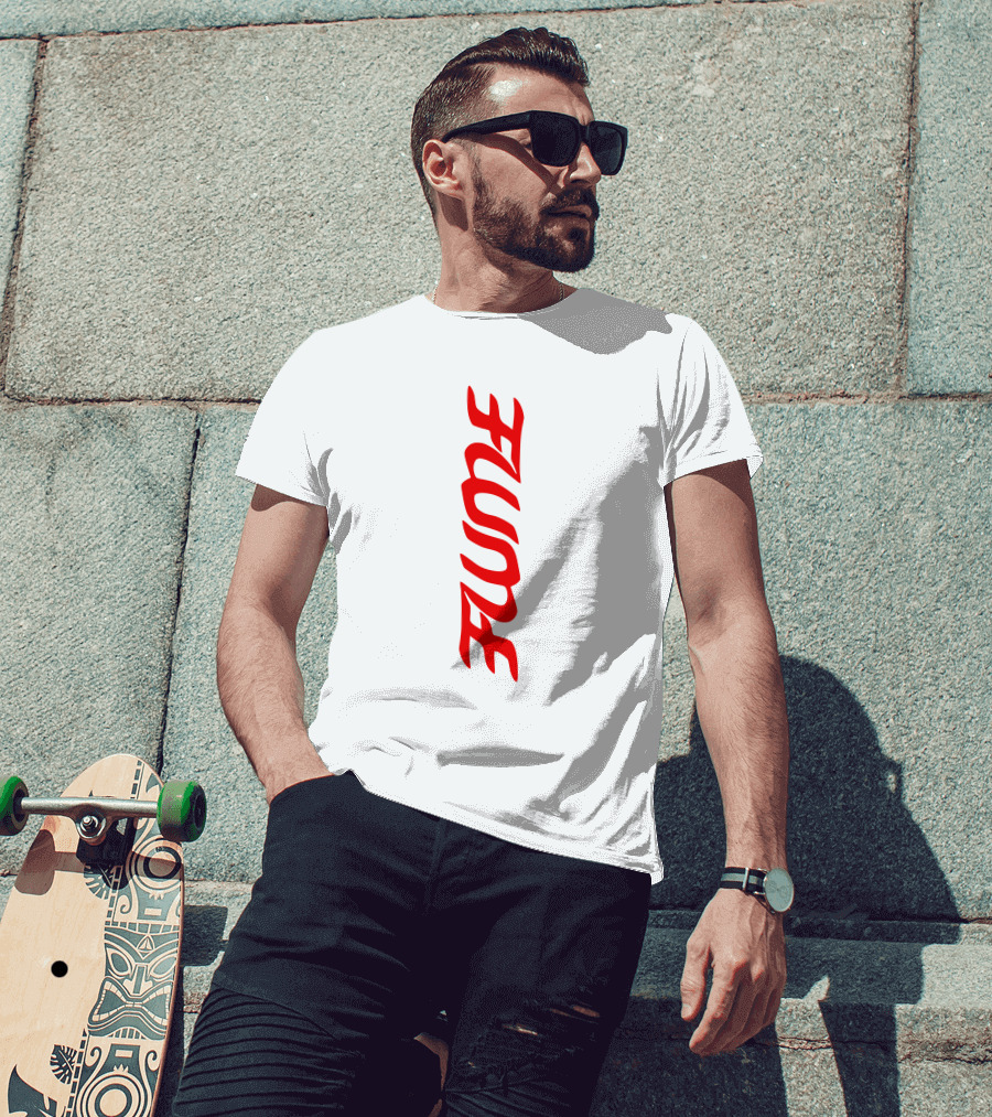 Flume Red Vertical Text Logo Merch T-Shirt