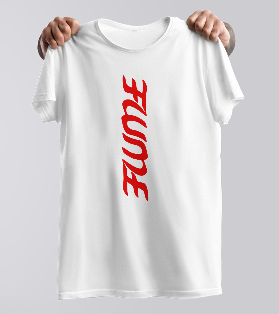 Flume Red Vertical Text Logo Merch T-Shirt