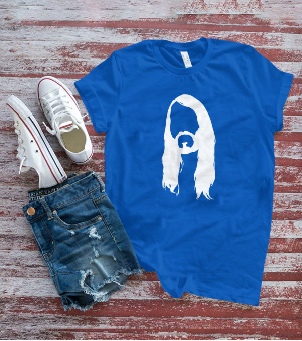 Moist Merch Charlie Head Silhouette Long Hair Blue T-Shirt