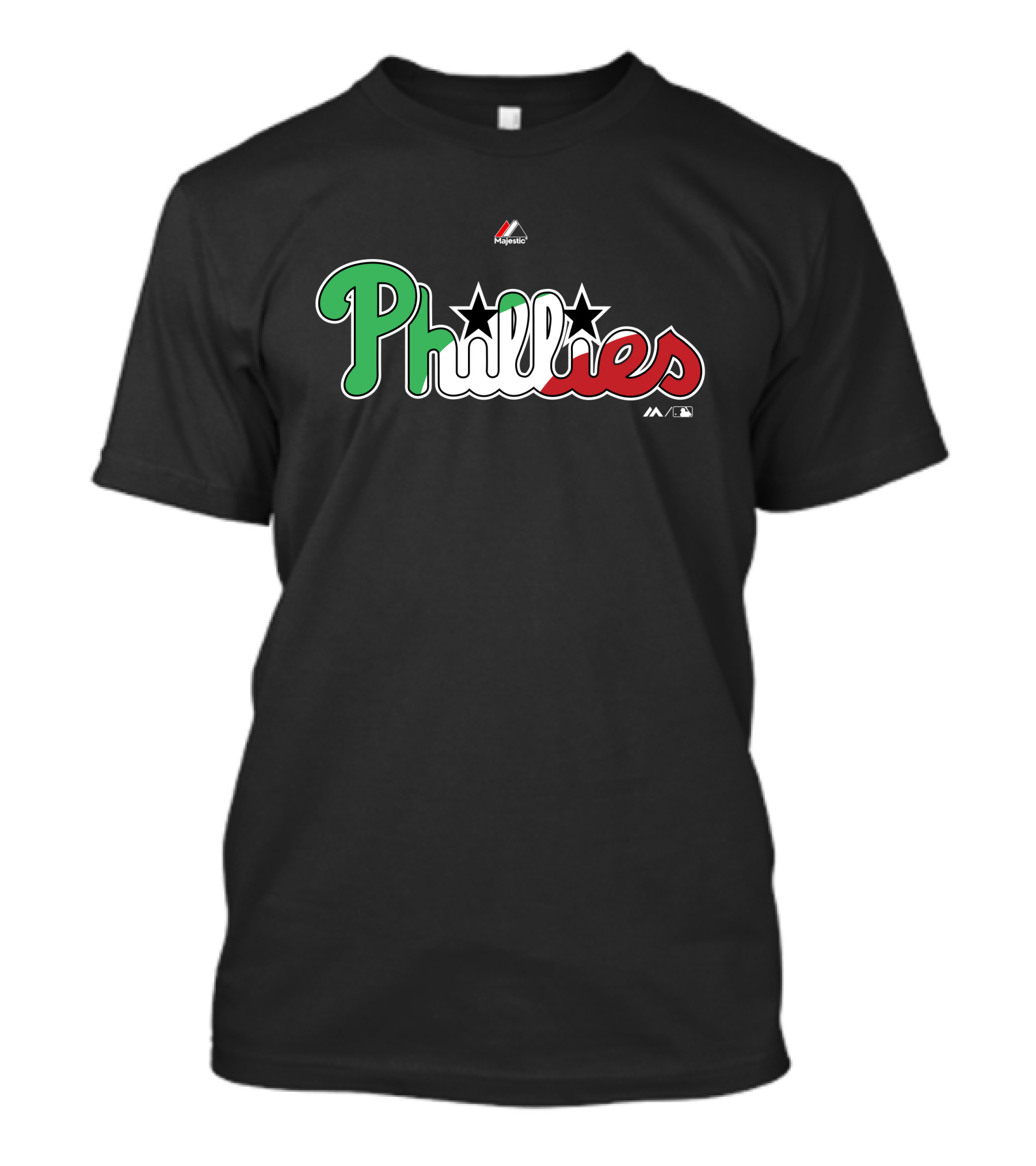 Philadelphia Phillies Majestic Phillies Green Red Black White Star T-Shirt
