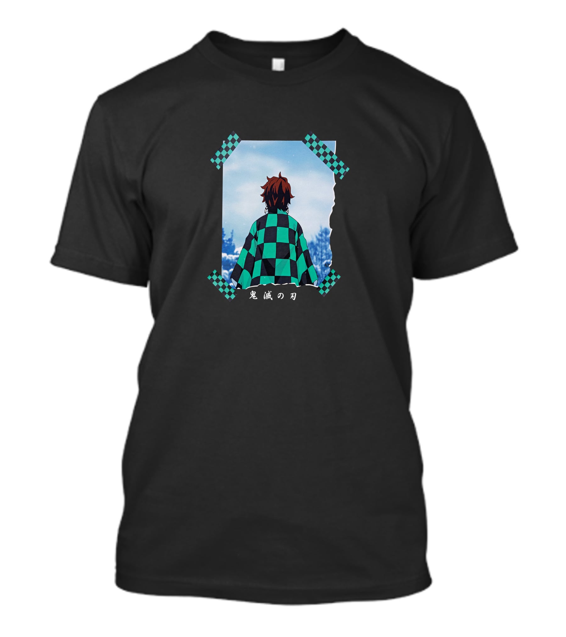 Demon Slayer Tanjiro Checkered Kimono And Blue Sky Scene Funimation T-Shirt