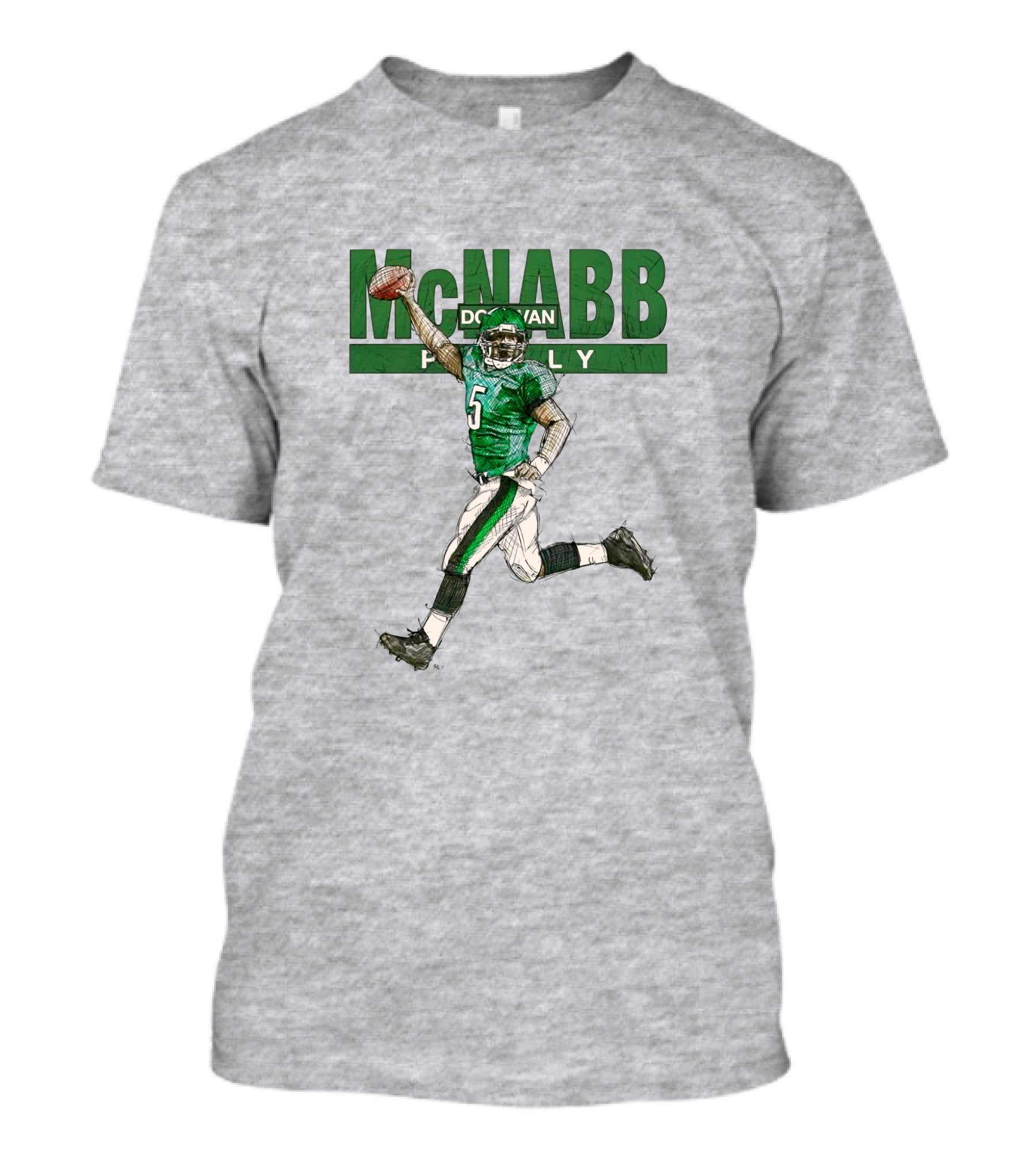 Donovan McNabb Philly Football Green Number 5 Drawing T-Shirt