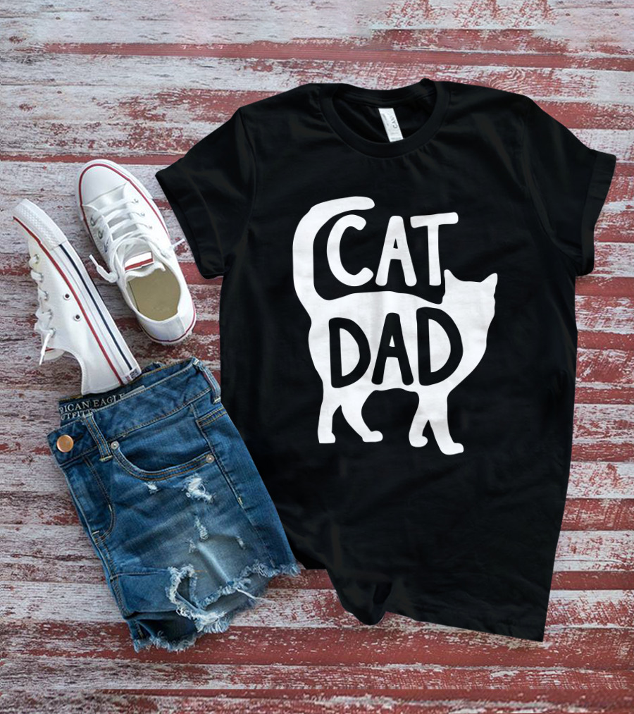 Red In Pa 3 Cat Dad Fathers Day Christmas Cat Dad T-Shirt