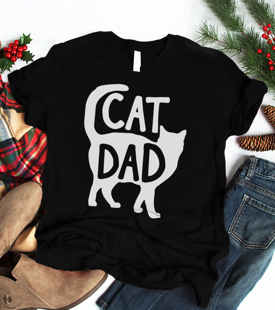 Red In Pa 3 Cat Dad Fathers Day Christmas Cat Dad T-Shirt