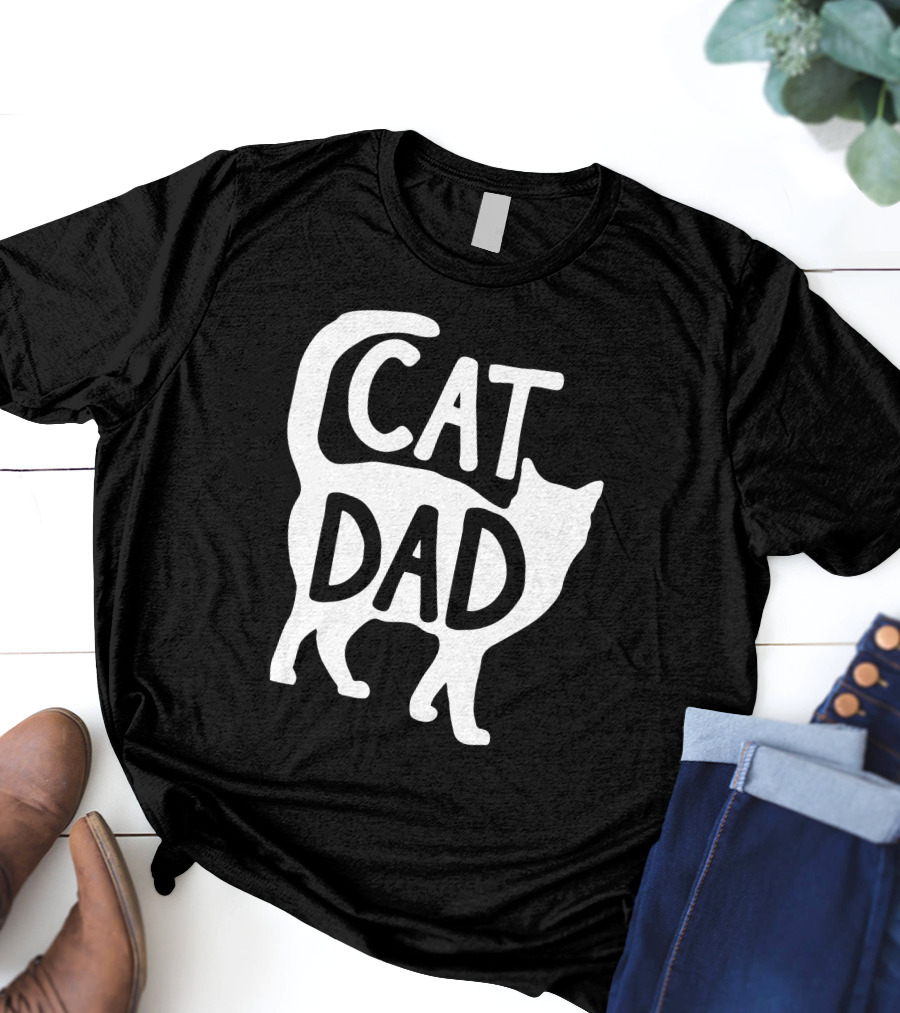 Red In Pa 3 Cat Dad Fathers Day Christmas Cat Dad T-Shirt