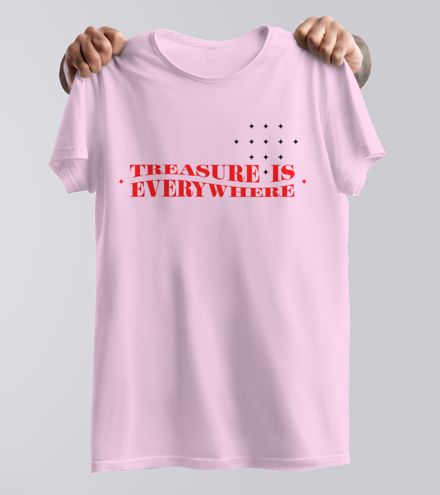 Junkyu Treasure Is Everywhere Pink And Red Text With Stars T-Shirt