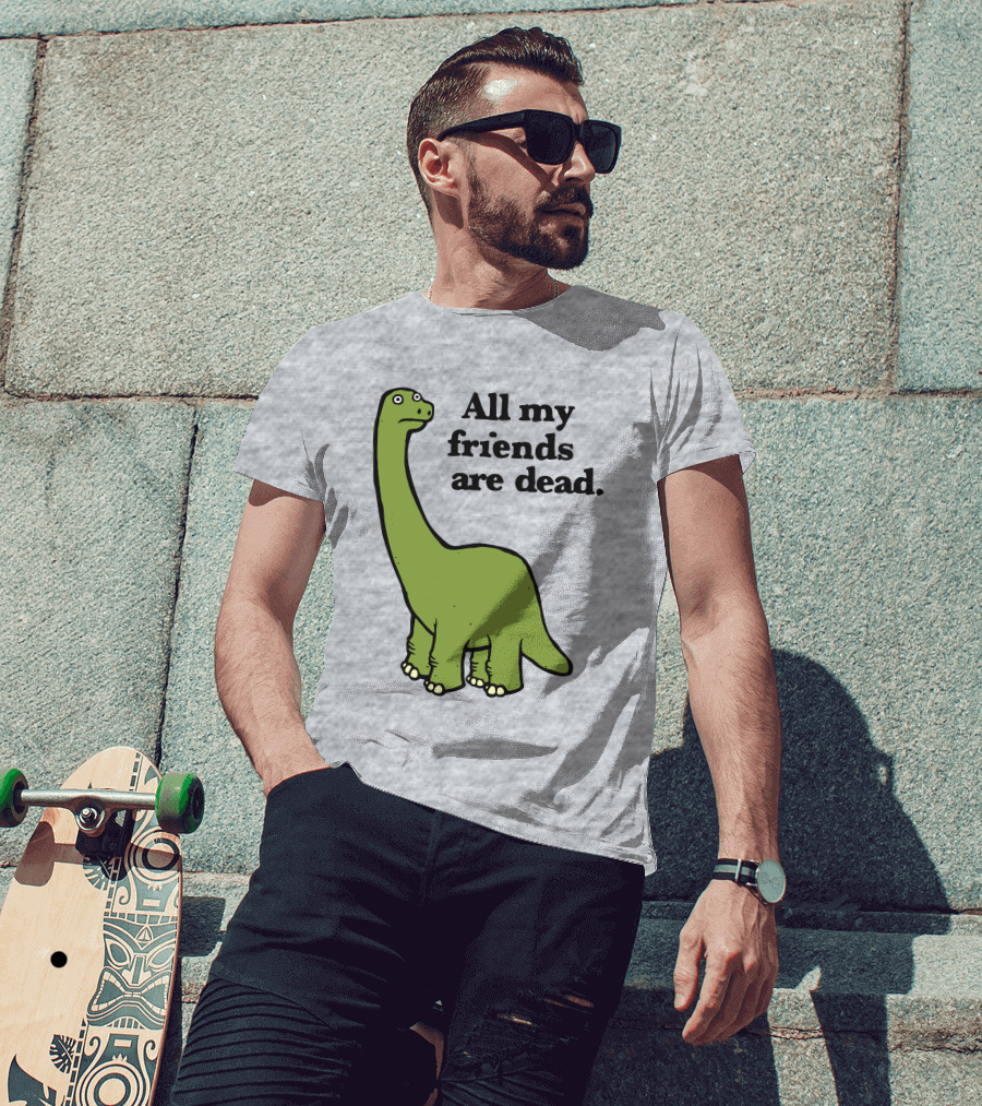 All My Friends Are Dead Dinosaur Gofroles Ripple Junction T-Shirt