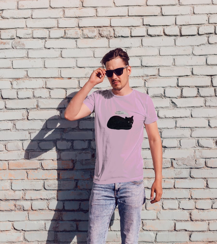 Randall Mann Stop Talking Cat Black Cat T-Shirt