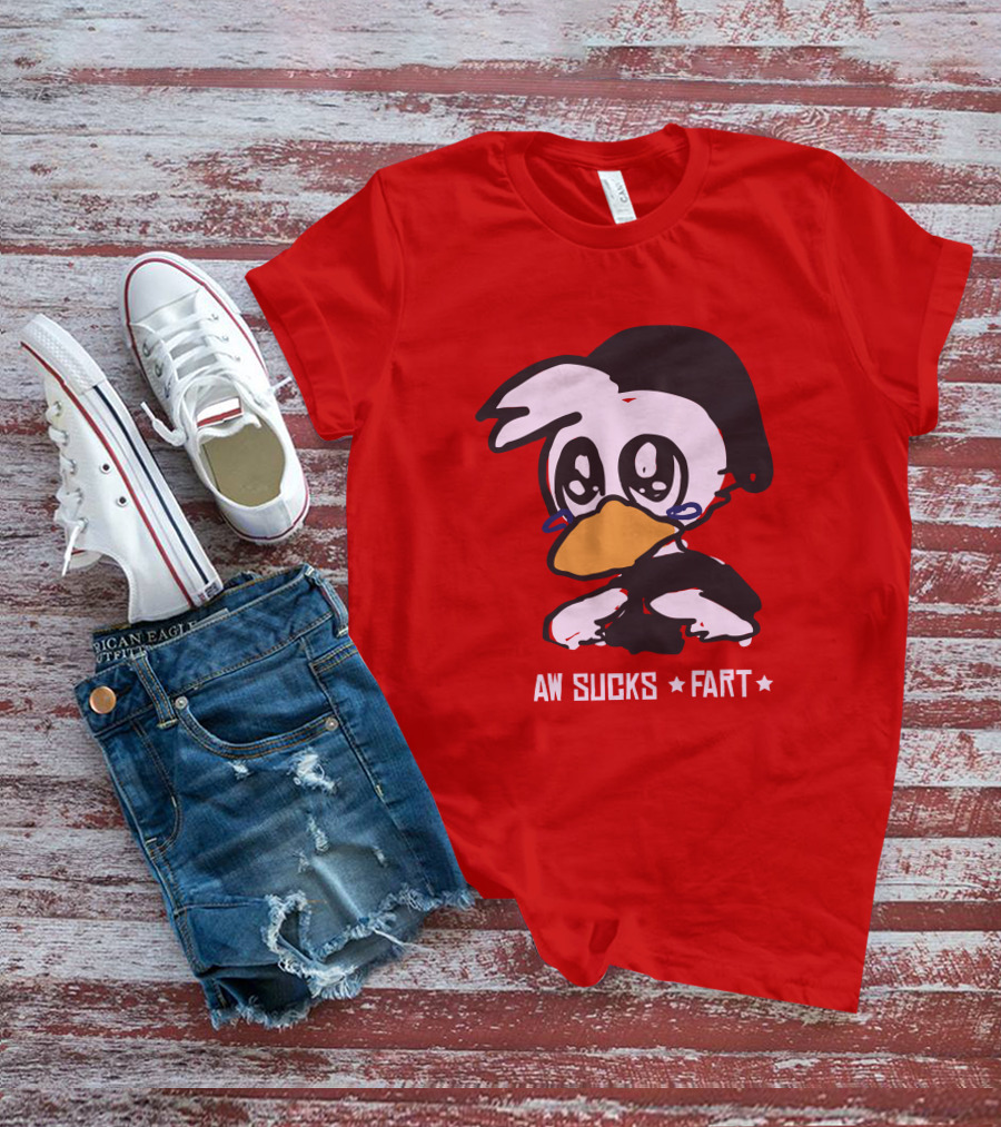 Aw Sucks Fart Crying Duck Cartoon T-Shirt
