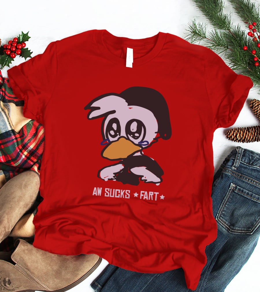 Aw Sucks Fart Crying Duck Cartoon T-Shirt