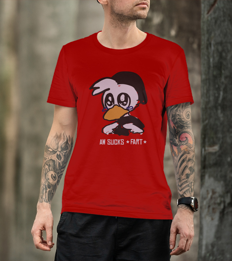 Aw Sucks Fart Crying Duck Cartoon T-Shirt