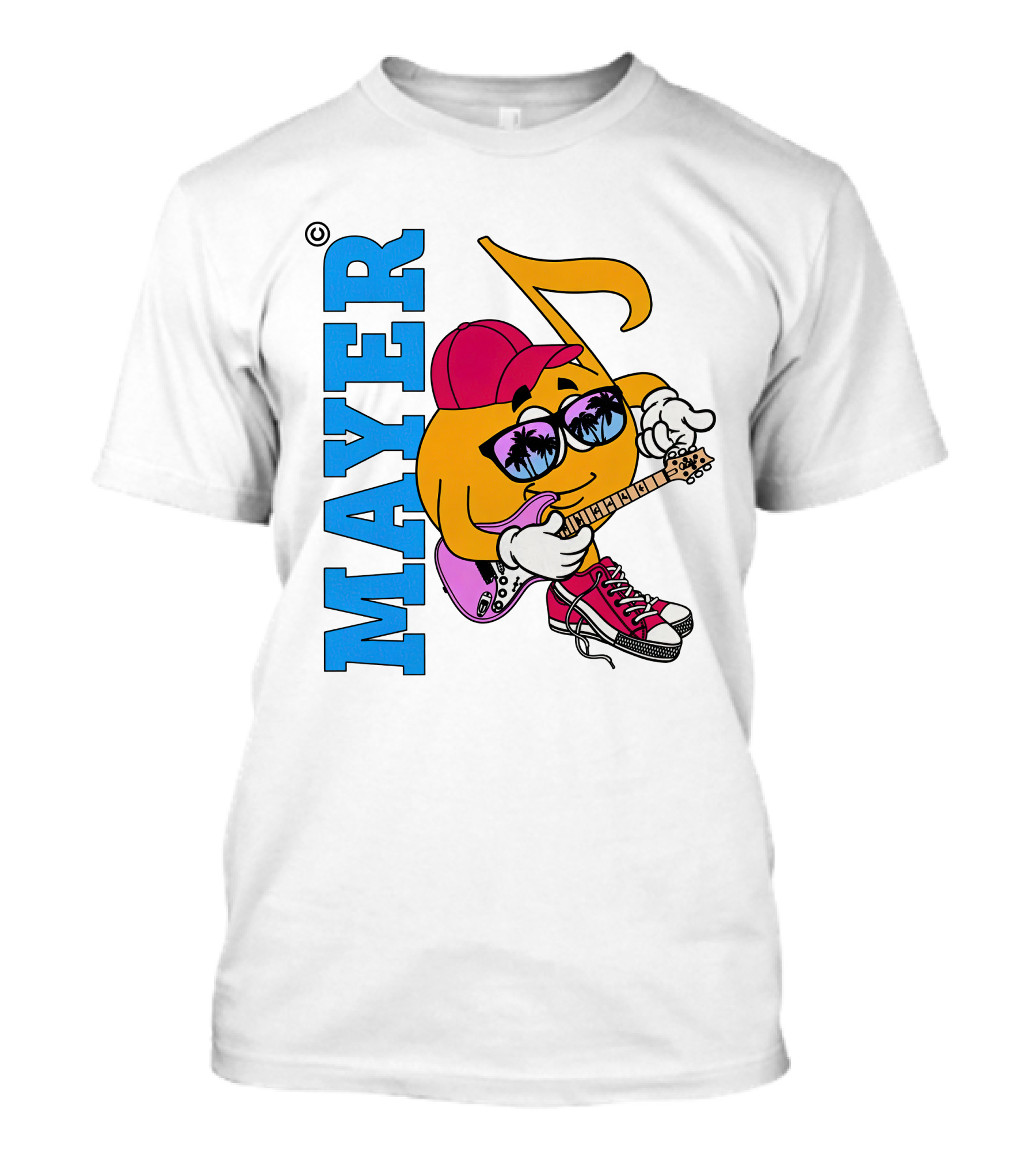 Mayer Sob Rock Merch Music Note Character With Guitar And Sunglasses T-Shirt