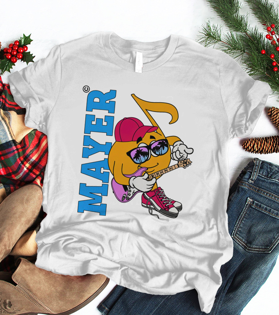 Mayer Sob Rock Merch Music Note Character With Guitar And Sunglasses T-Shirt